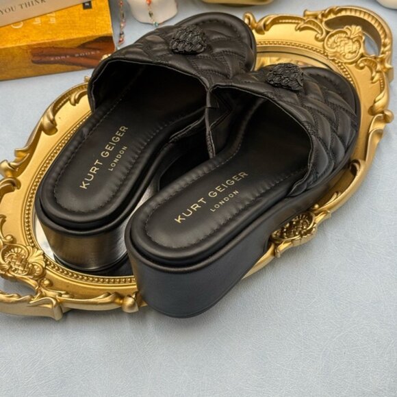 🆕 KURT GEIGER LONDON 🧿 NWOB Kensington Slip On Sandal, Black Sz 37 US 7 - Picture 7 of 13